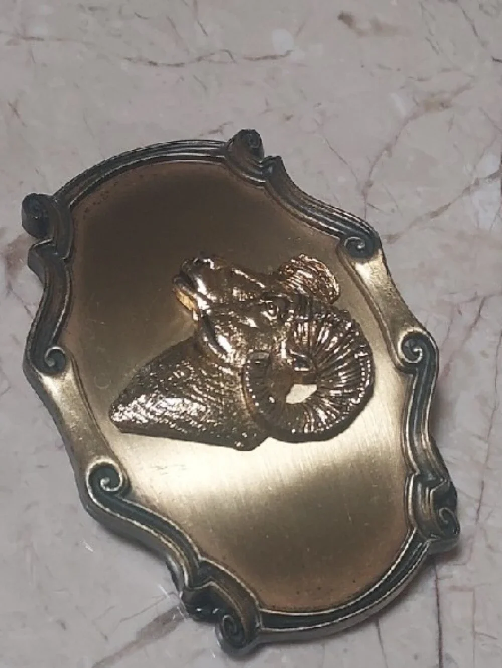 ​Vintage 1978 Raintree Big Horn Ram Belt Buckle Western 3D Brass Tone